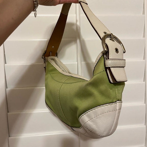 Y2K Coach Lime Green and Leather Soho boho shoulder Bag - Picture 2 of 12